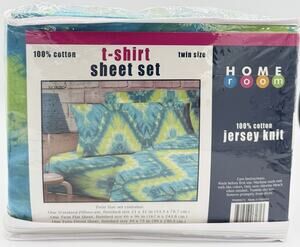 Home Room 100% Cotton Jersey Knit Twin Size Sheet Set Tie Dye